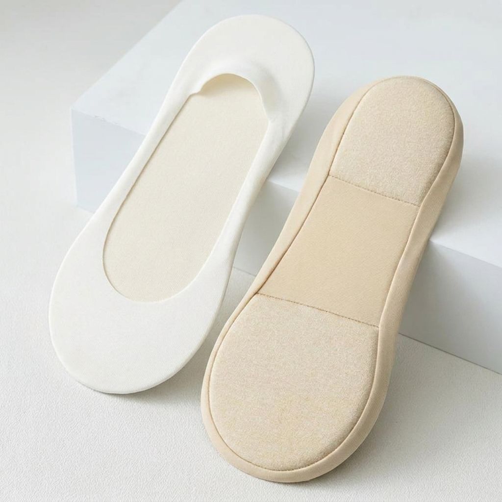 A pair showing the cushioned sponge sole