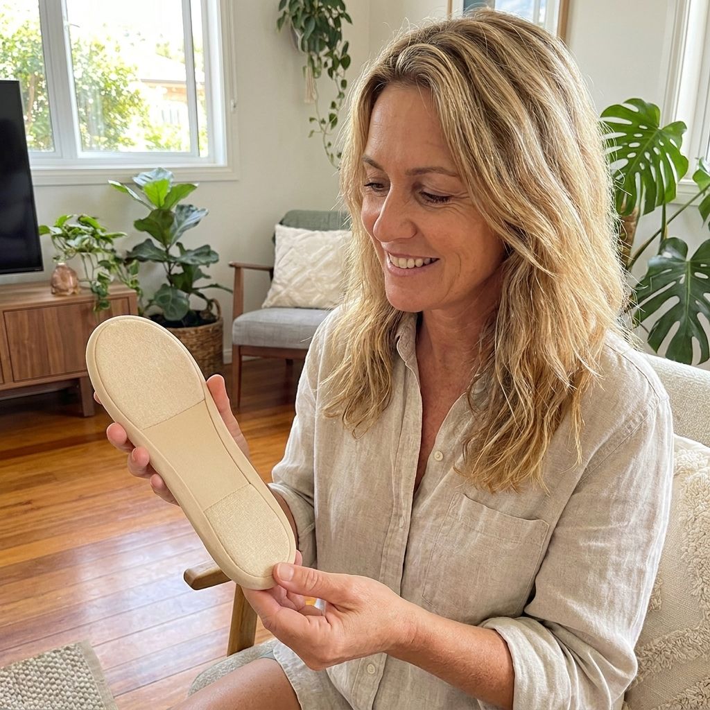Holding a liner, sponge sole facing out